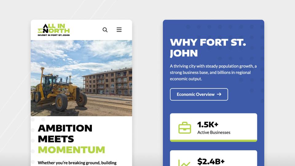 Invest Fort St. John mobile view
