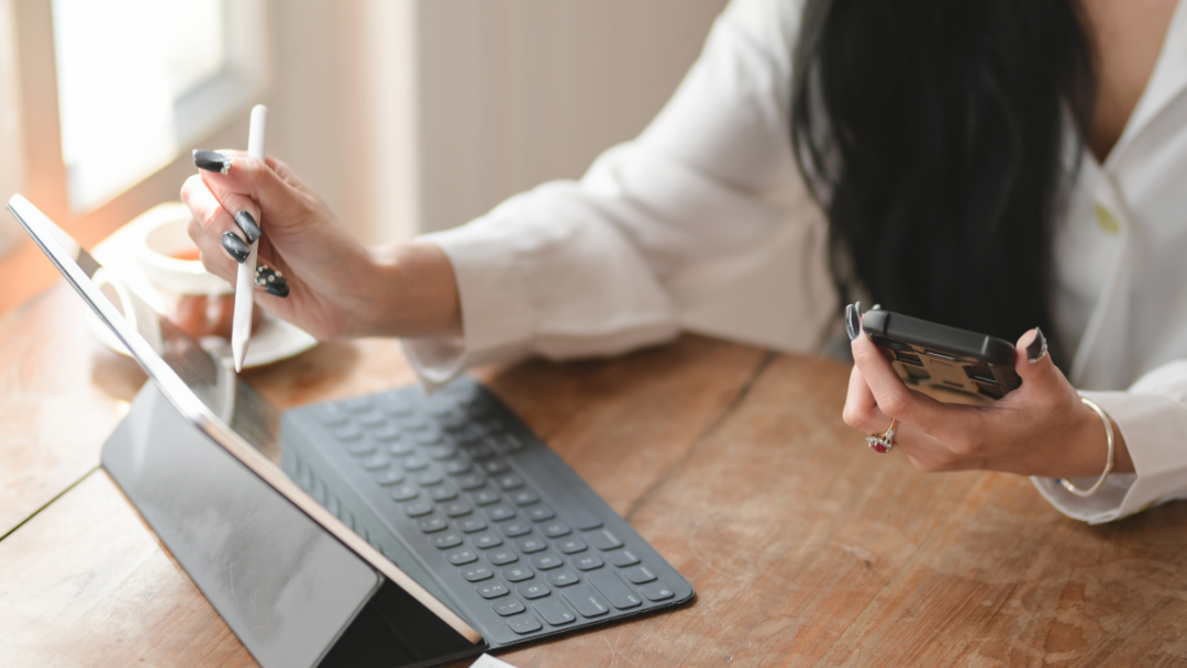 Woman on devices 