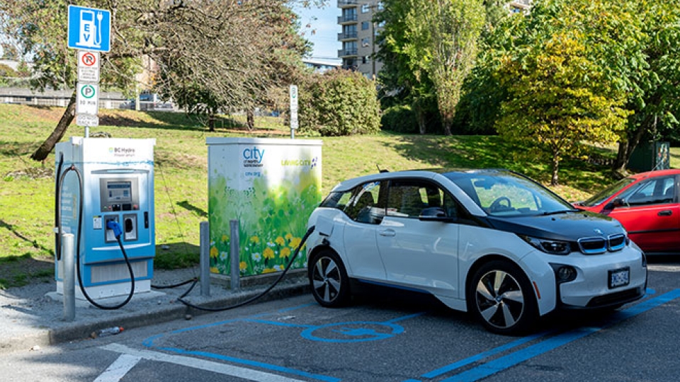 bc hydro ev charger in use.