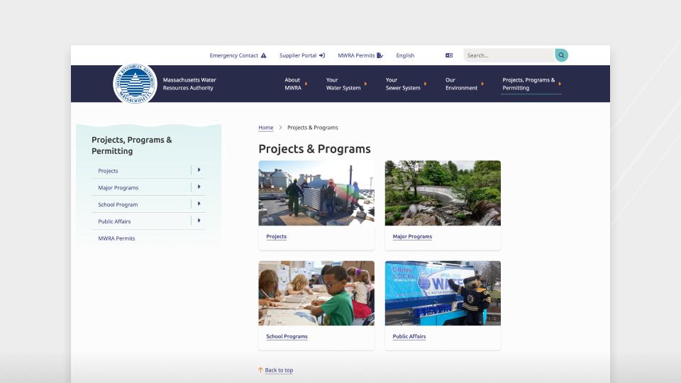 MWRA projects and programs example