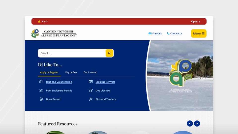 English homepage screenshot showing off unique banner and colours