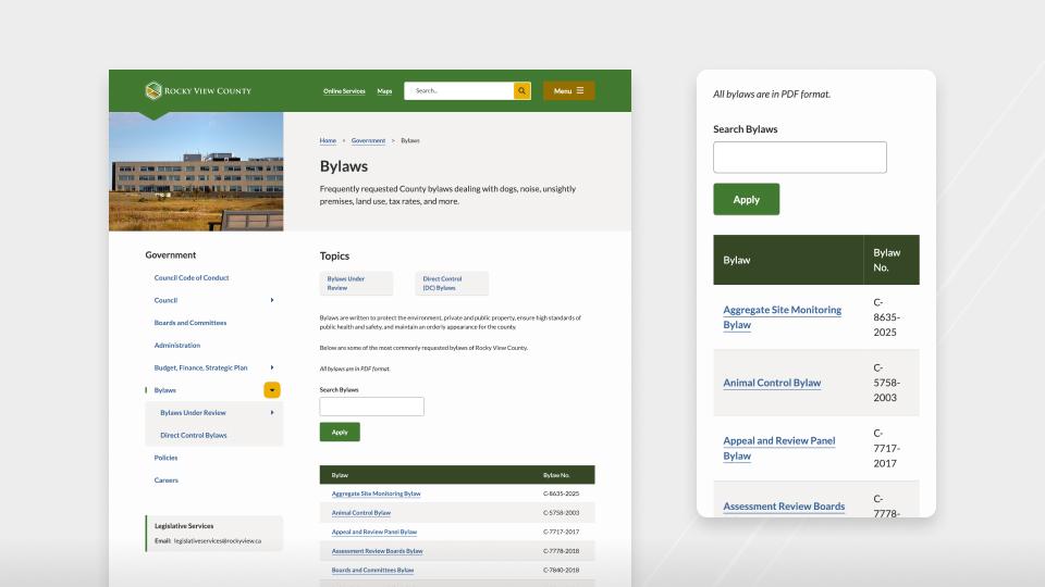 New website screenshots