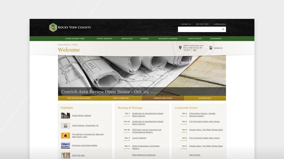 Screenshot of the previous website