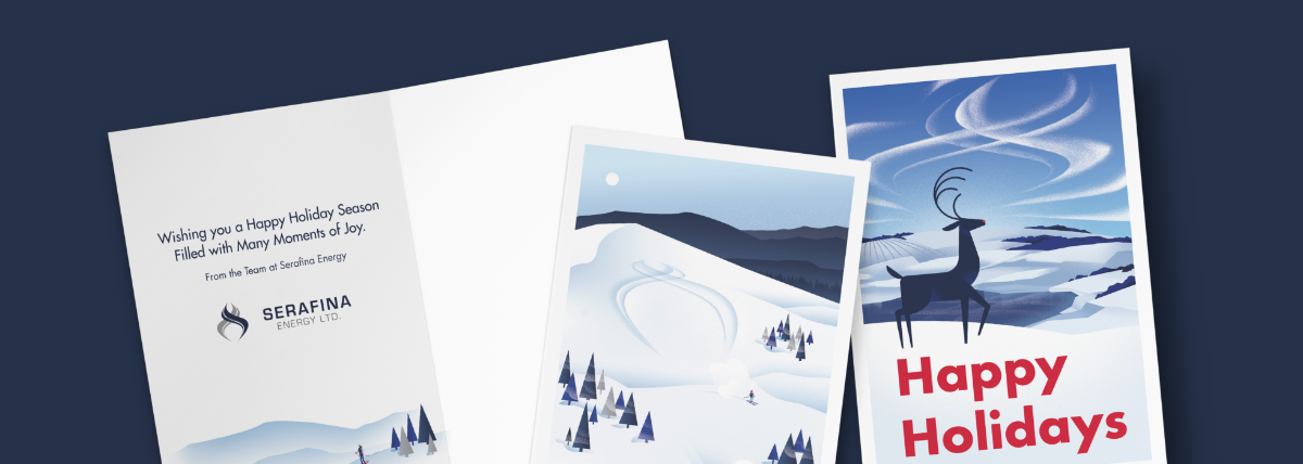 Several Serafina holiday cards