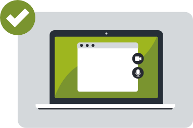 Graphic showing a laptop with an open zoom window