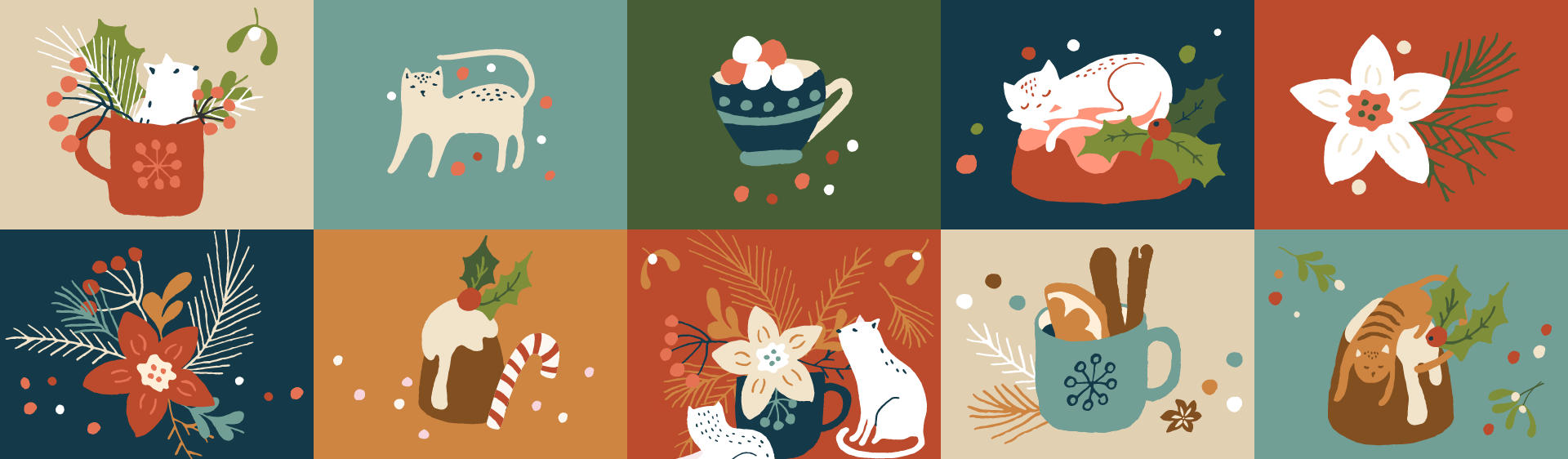 Graphics of holiday objects. 