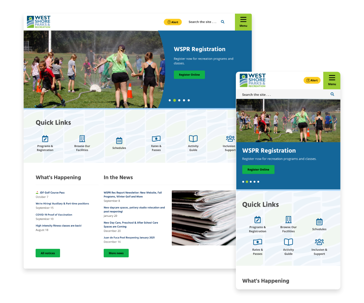 Desktop and mobile view of Regional District of North Okanagan website.