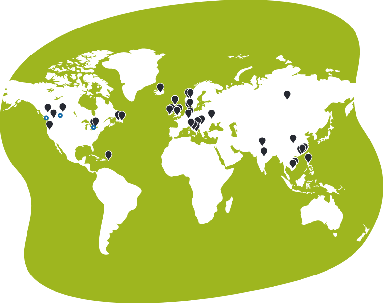 Map graphic with various highlighted points.